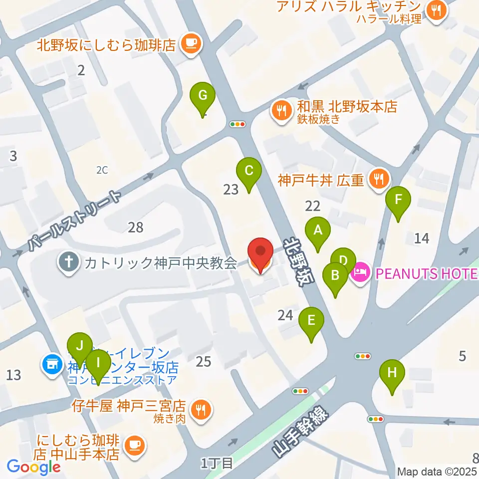神戸SONE周辺のカフェ一覧地図
