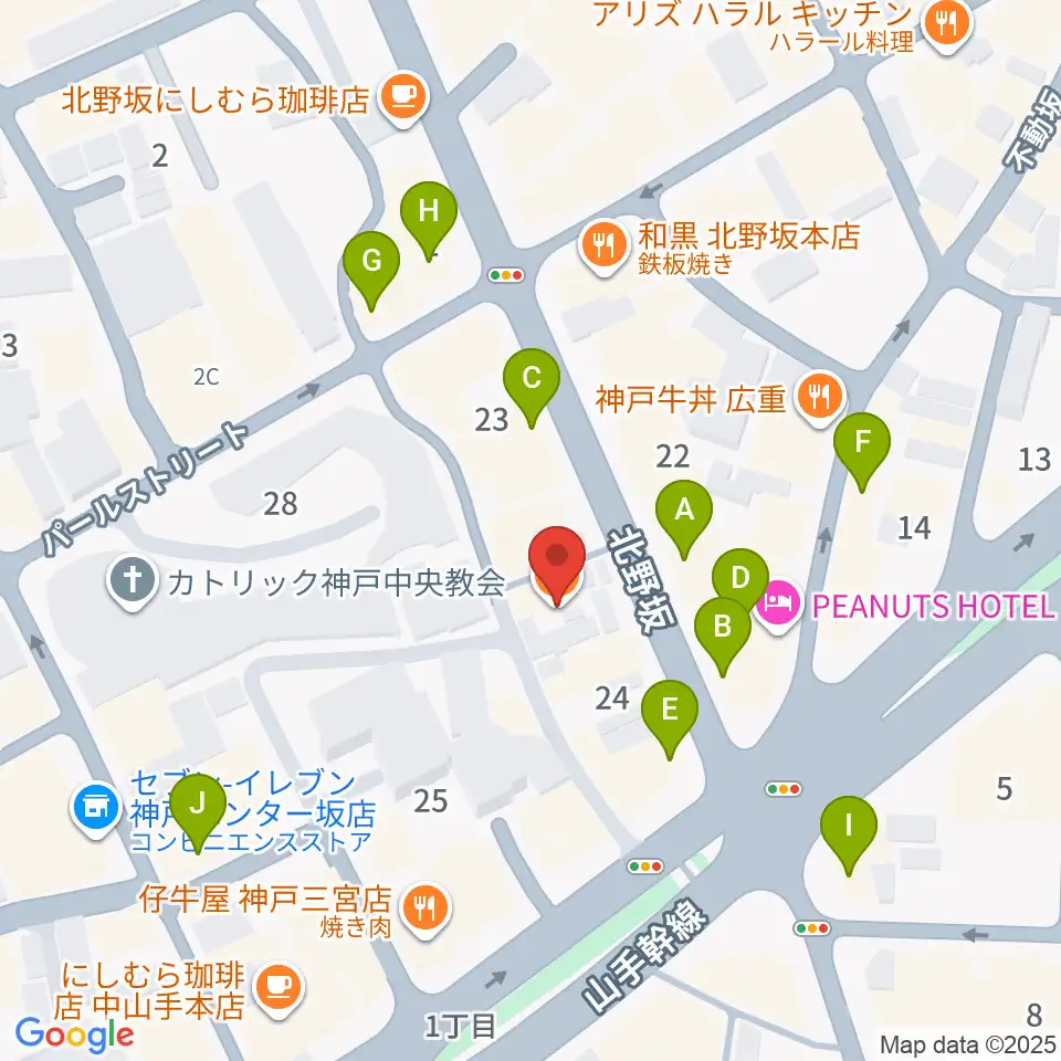 神戸SONE周辺のカフェ一覧地図