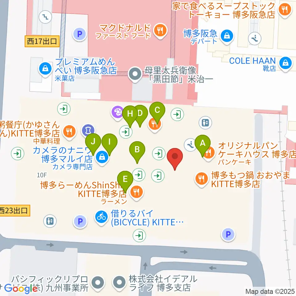 HMV&BOOKS HAKATA周辺のカフェ一覧地図