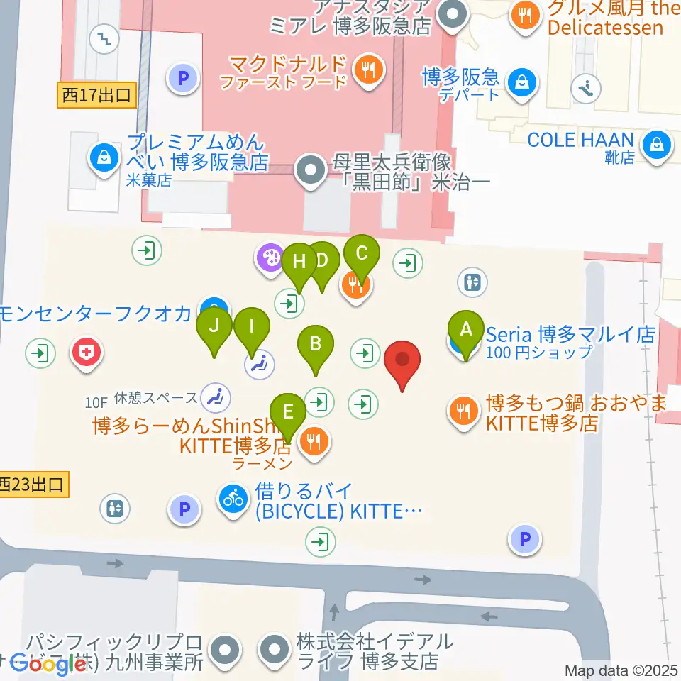 HMV&BOOKS HAKATA周辺のカフェ一覧地図