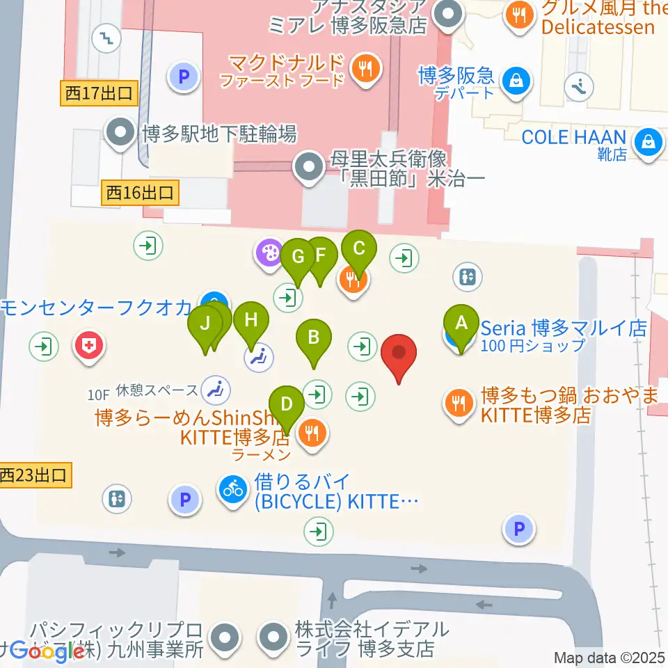 HMV&BOOKS HAKATA周辺のカフェ一覧地図