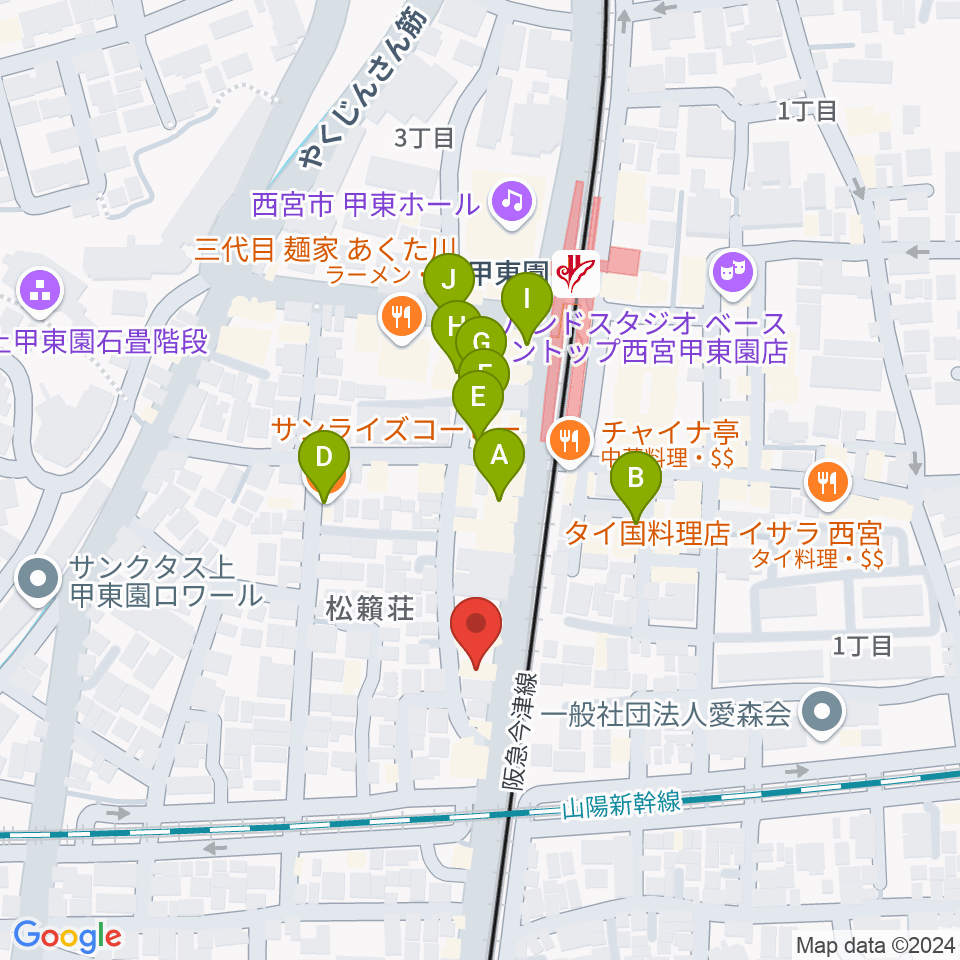 WARP STUDIO周辺のカフェ一覧地図