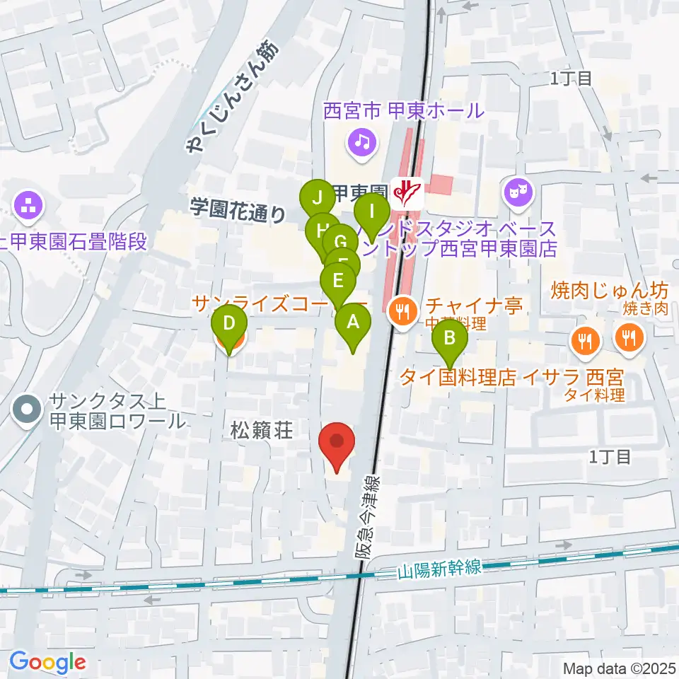 WARP STUDIO周辺のカフェ一覧地図