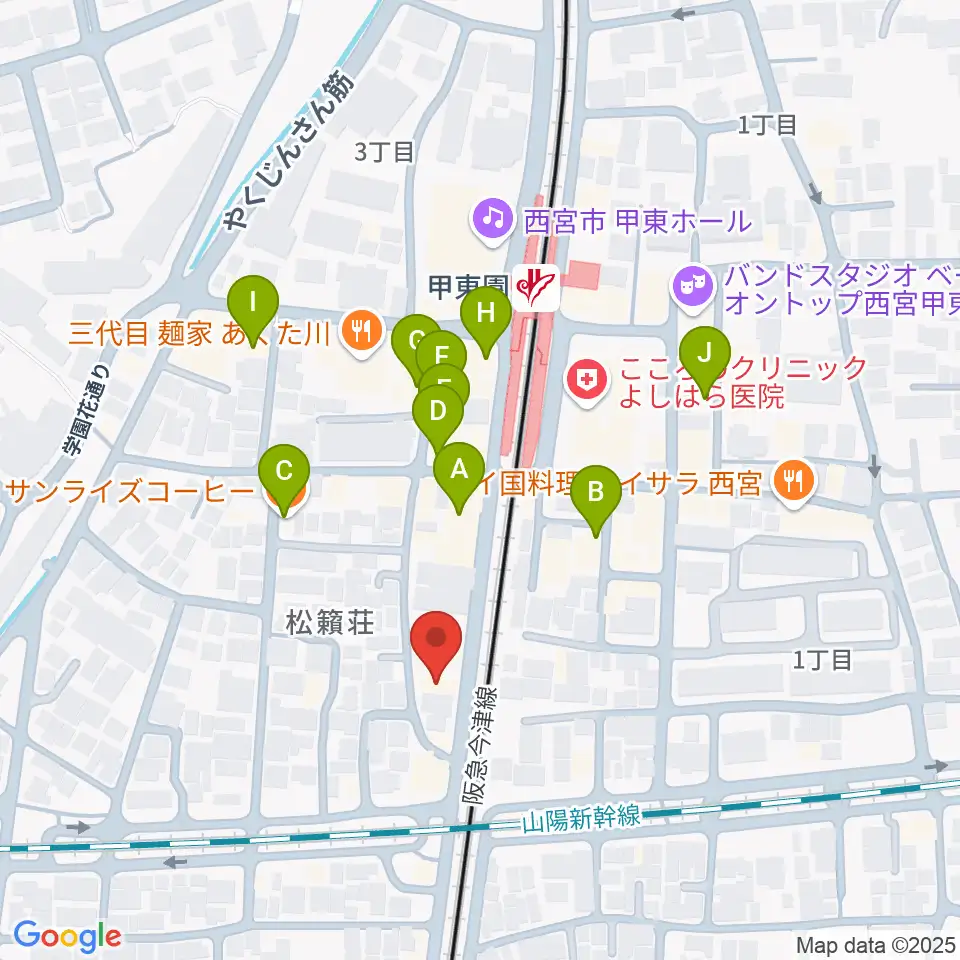 WARP STUDIO周辺のカフェ一覧地図