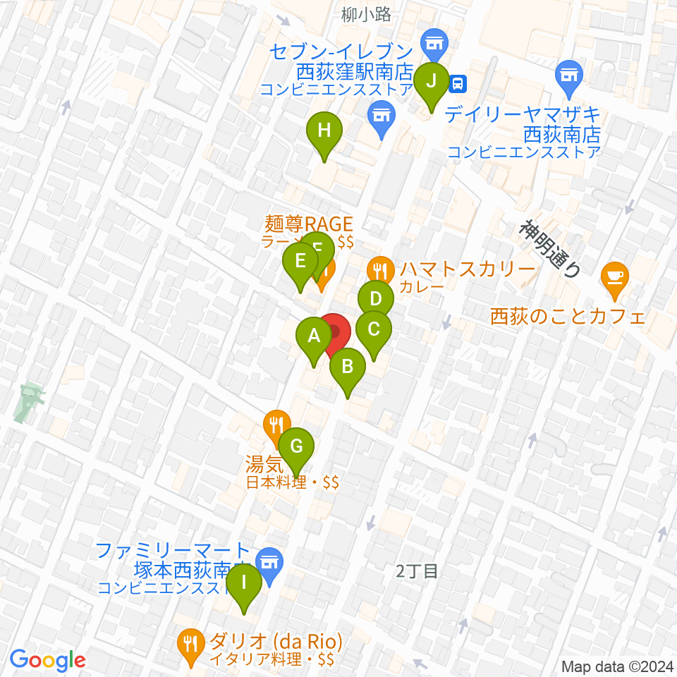 西荻窪ミントンハウス周辺のカフェ一覧地図