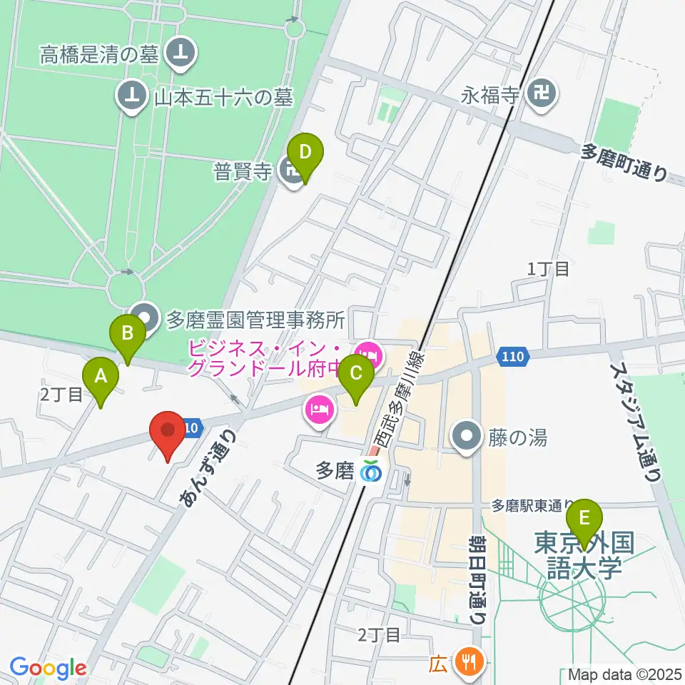 あげいし弦楽器工房周辺のカフェ一覧地図