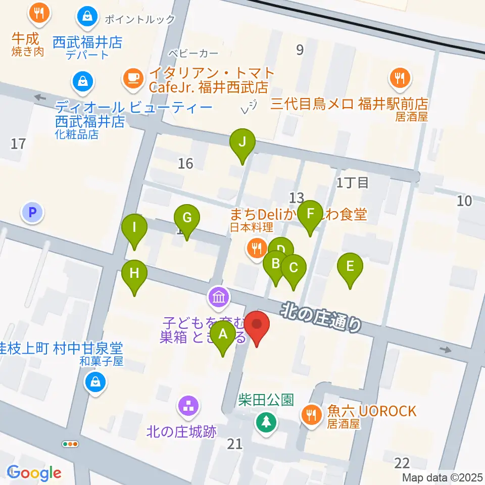 福井 北ノ庄クラシックス周辺のカフェ一覧地図