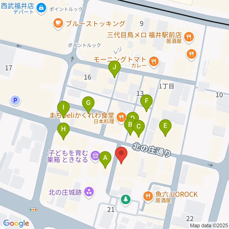 福井 北ノ庄クラシックス周辺のカフェ一覧地図