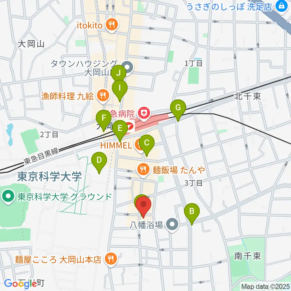 大岡山グッドストックトーキョー周辺のカフェ一覧地図