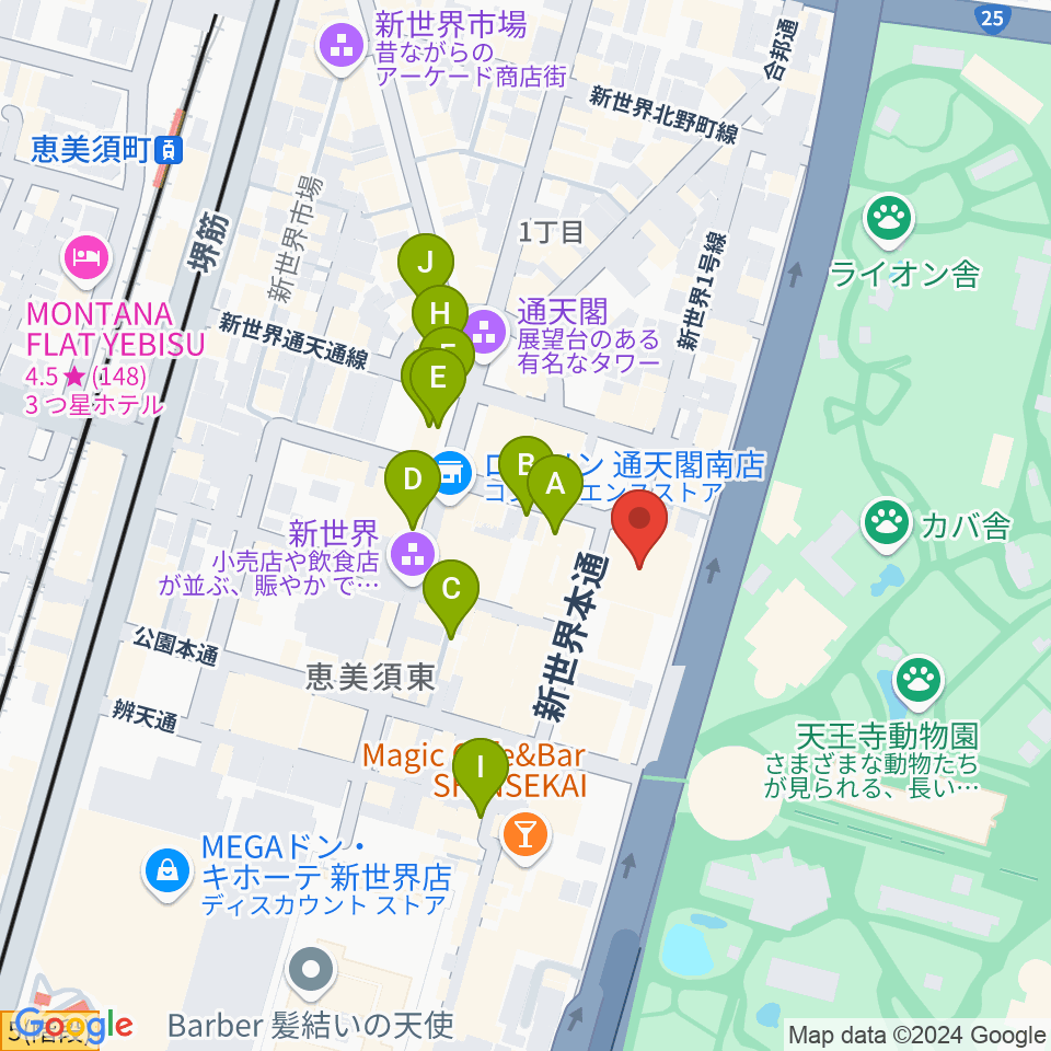 朝日劇場周辺のカフェ一覧地図