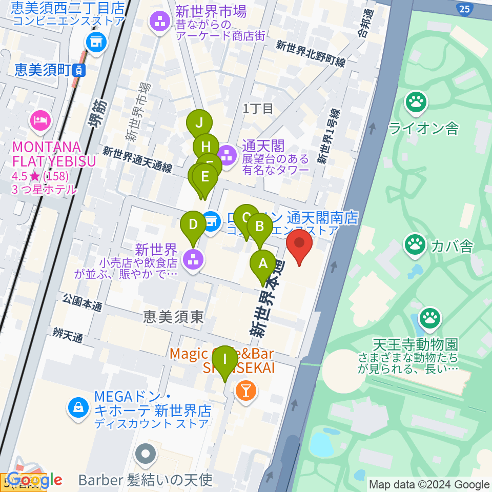 朝日劇場周辺のカフェ一覧地図