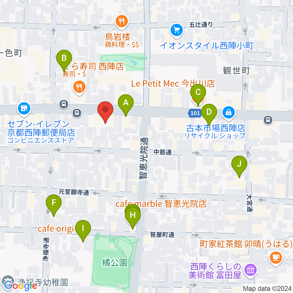 studio INO周辺のカフェ一覧地図