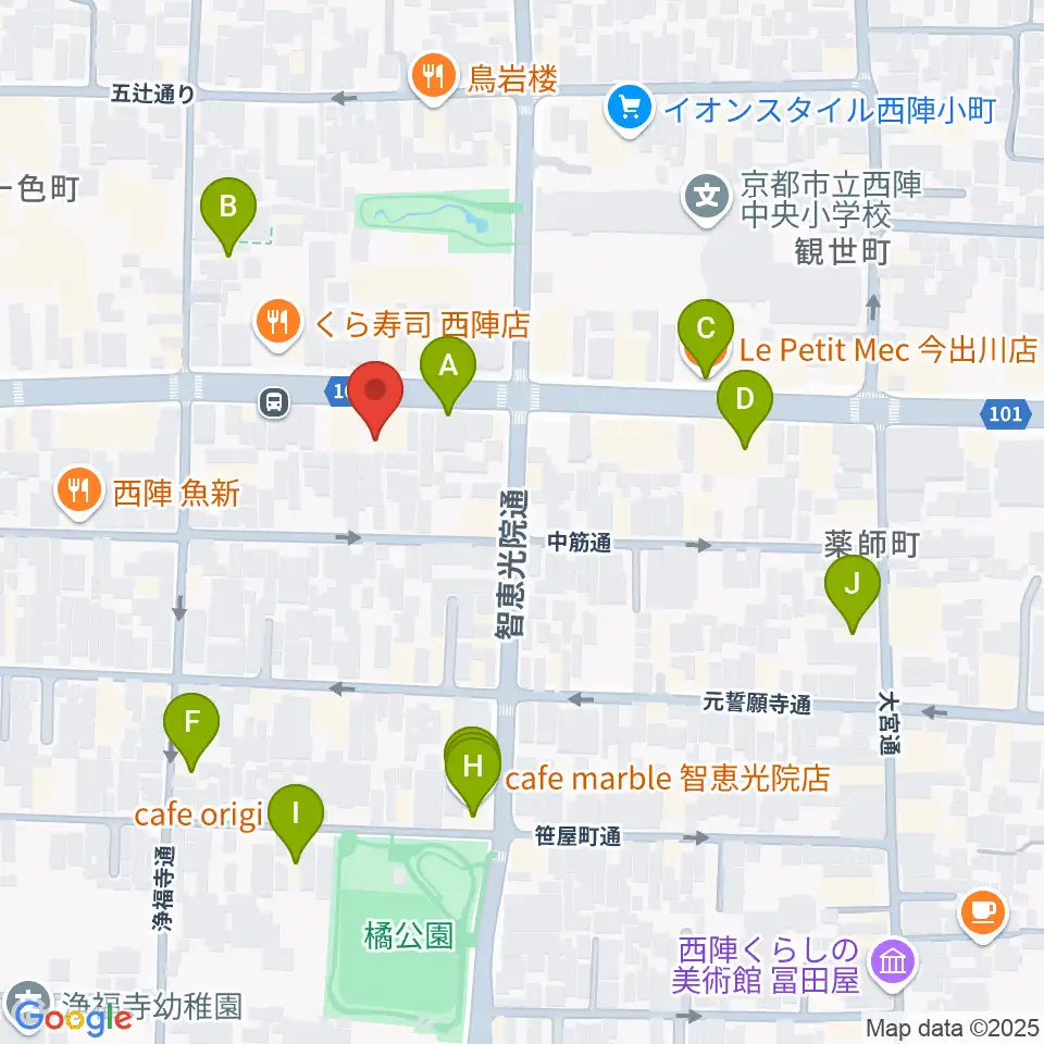 studio INO周辺のカフェ一覧地図