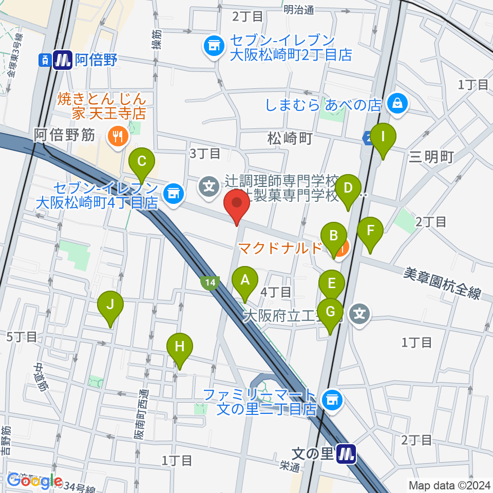 ザ・ロック食堂周辺のカフェ一覧地図