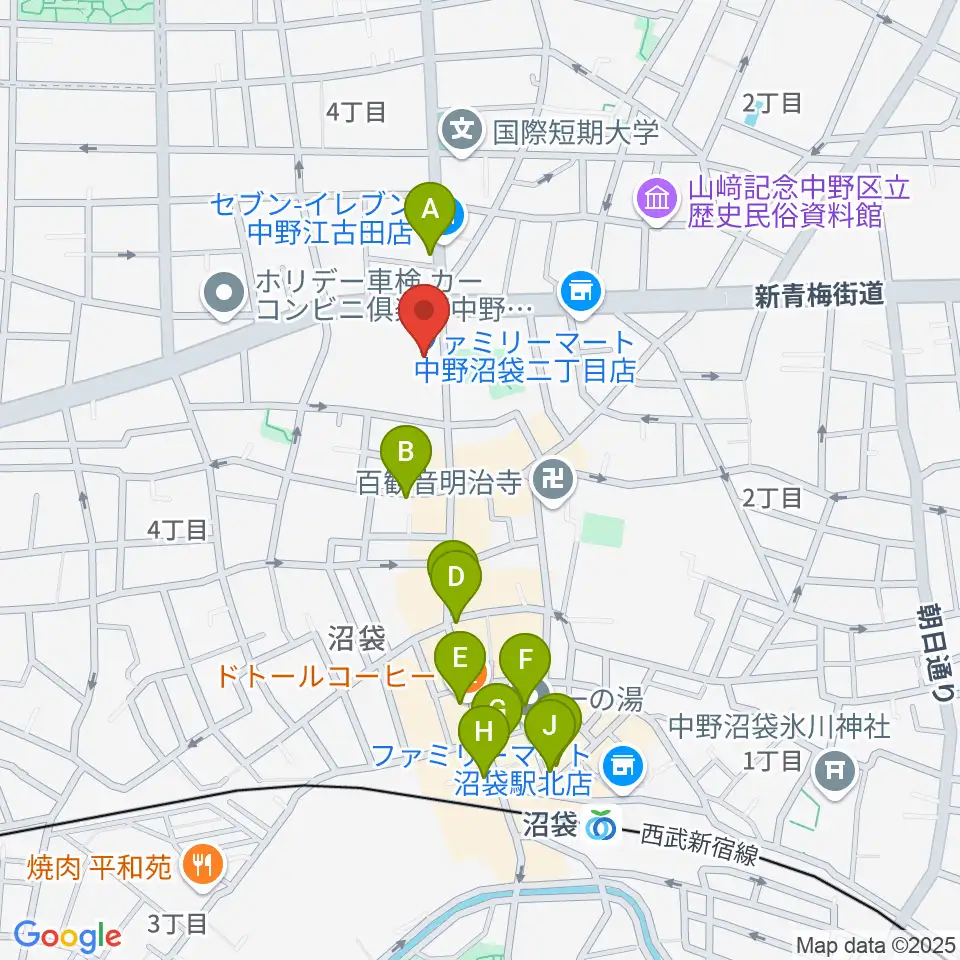 沼袋Section9周辺のカフェ一覧地図
