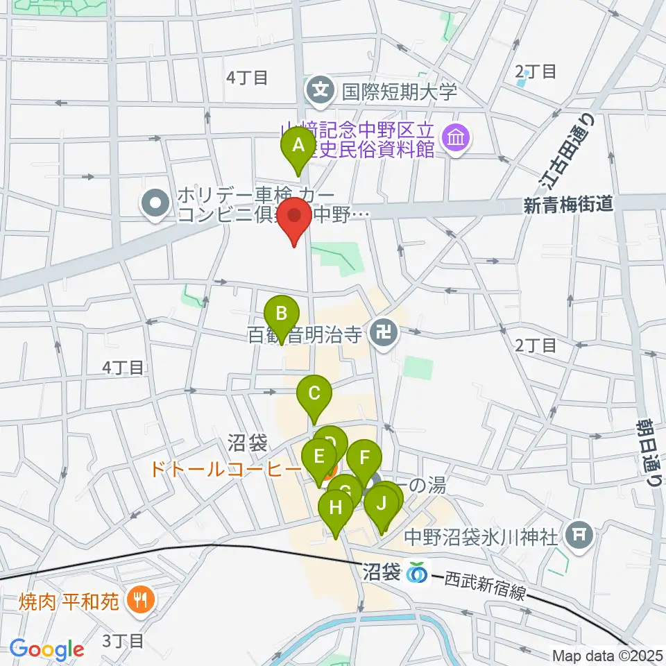 沼袋Section9周辺のカフェ一覧地図