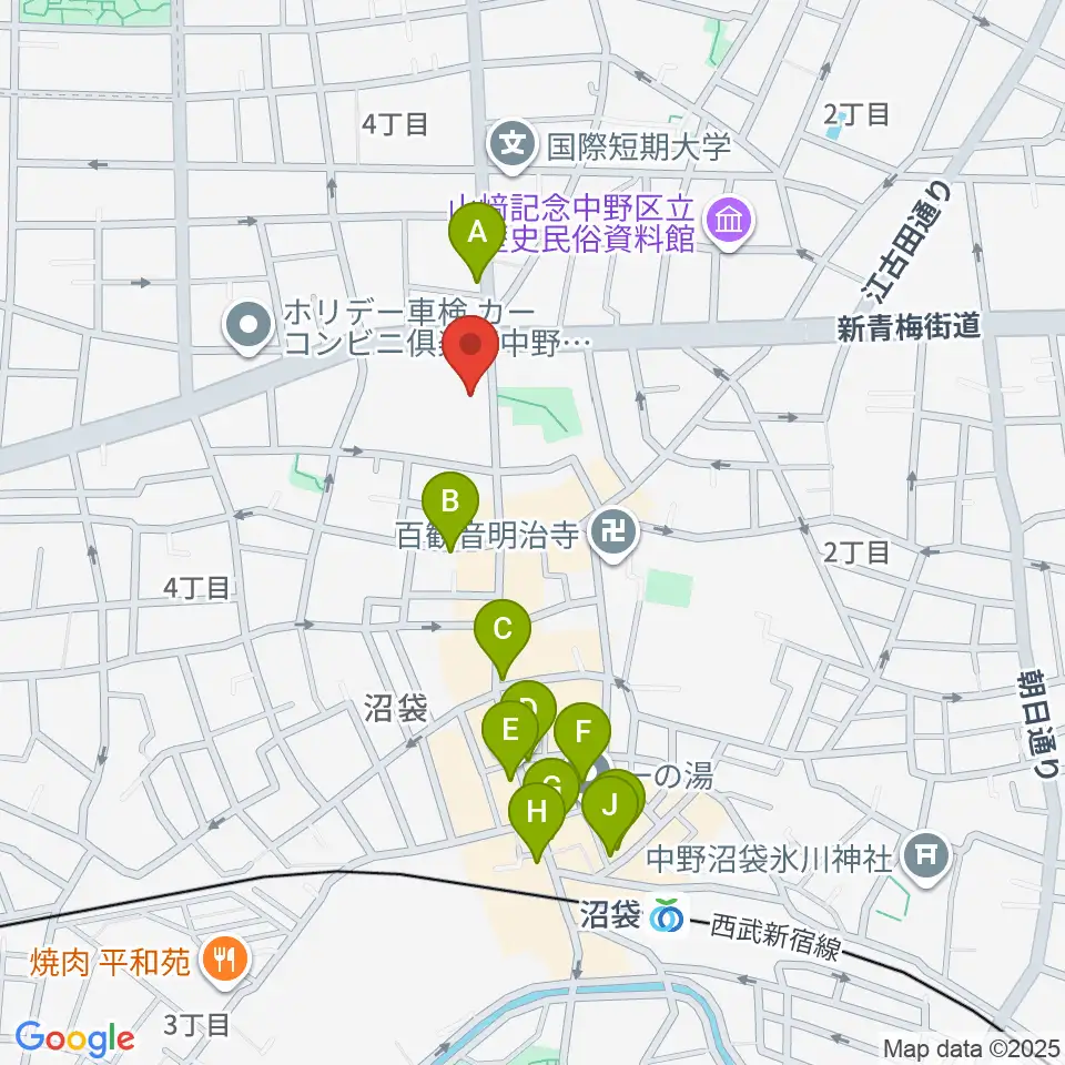 沼袋Section9周辺のカフェ一覧地図