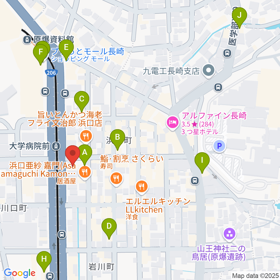 ホンダ楽器 アストロスペース周辺のカフェ一覧地図