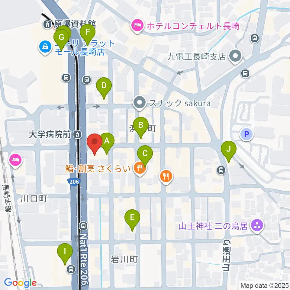 ホンダ楽器 アストロスペース周辺のカフェ一覧地図