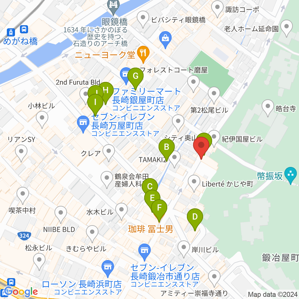 原楽器店周辺のカフェ一覧地図
