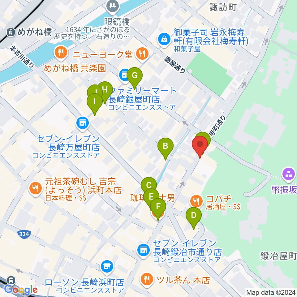 原楽器店周辺のカフェ一覧地図