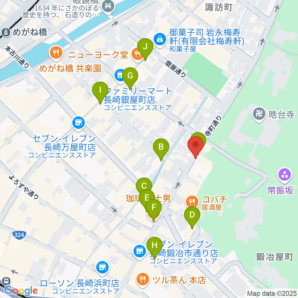 原楽器店周辺のカフェ一覧地図