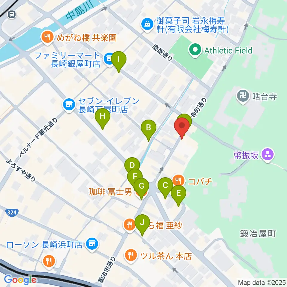 原楽器店周辺のカフェ一覧地図