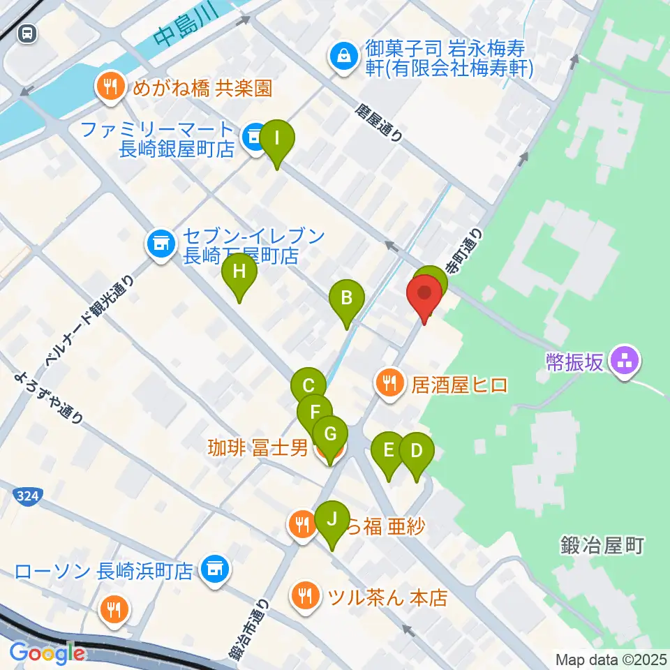 原楽器店周辺のカフェ一覧地図