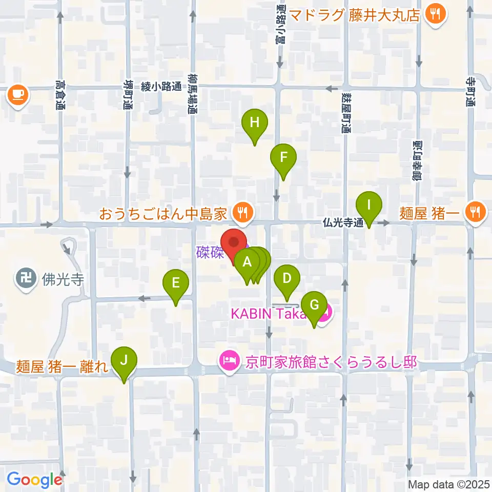 磔磔周辺のカフェ一覧地図