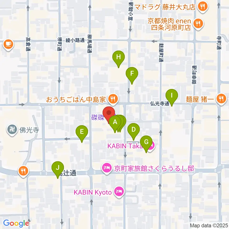 磔磔周辺のカフェ一覧地図