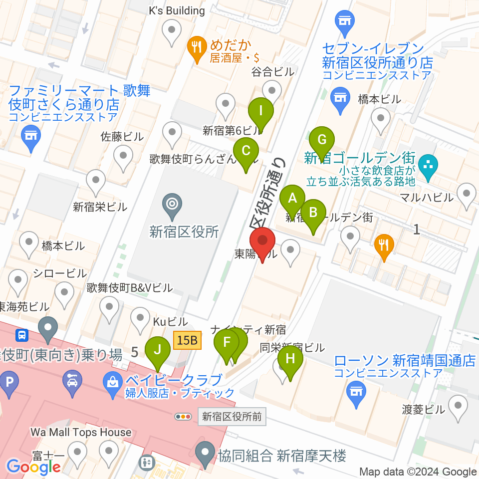 新宿Zirco Tokyo周辺のカフェ一覧地図
