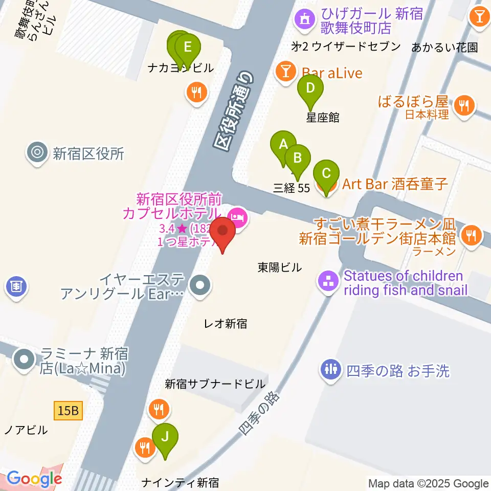 新宿Zirco Tokyo周辺のカフェ一覧地図