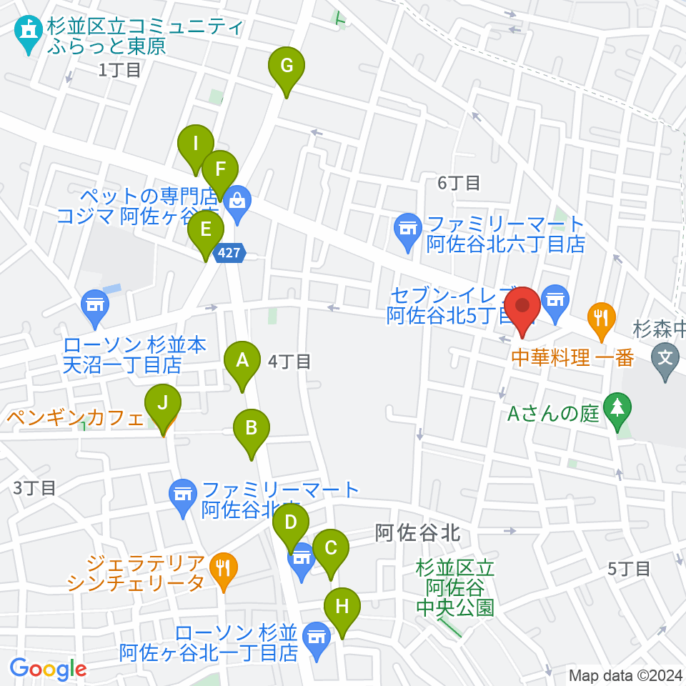 阿佐ヶ谷家劇場周辺のカフェ一覧地図