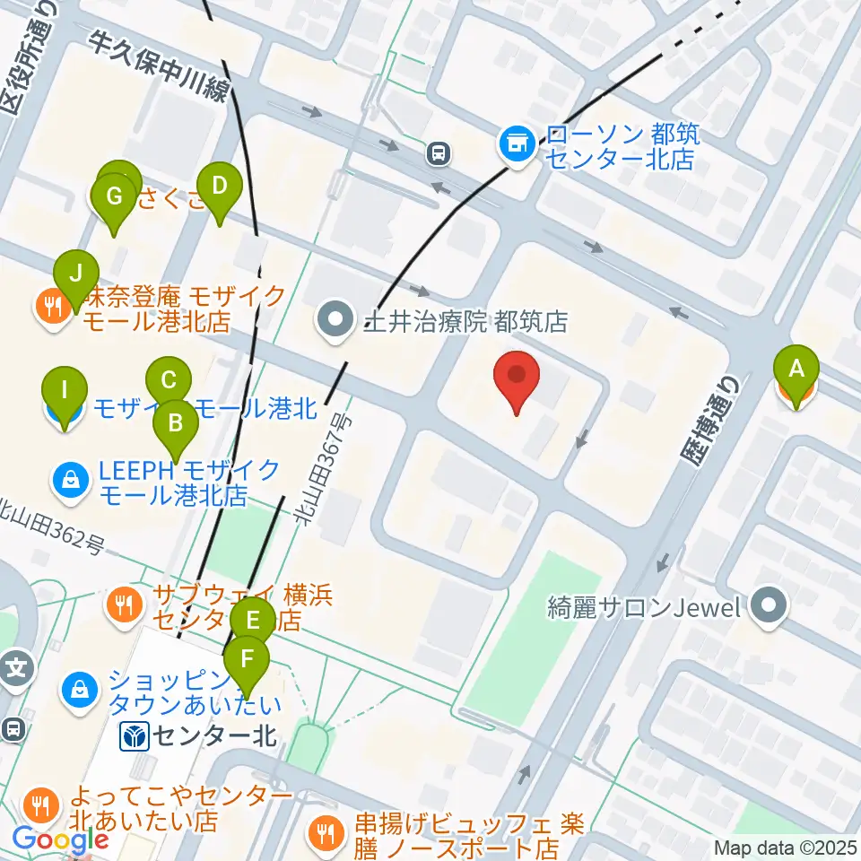 音楽教室IROHA周辺のカフェ一覧地図