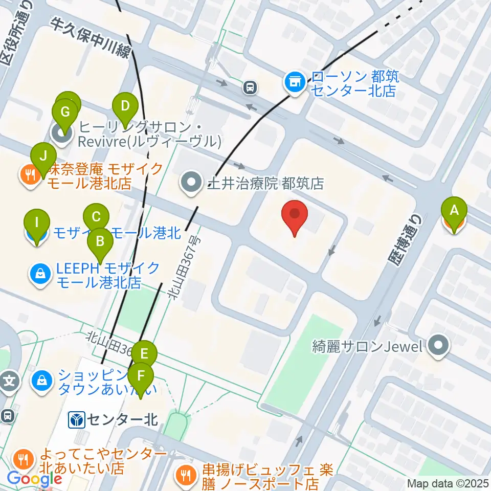 音楽教室IROHA周辺のカフェ一覧地図