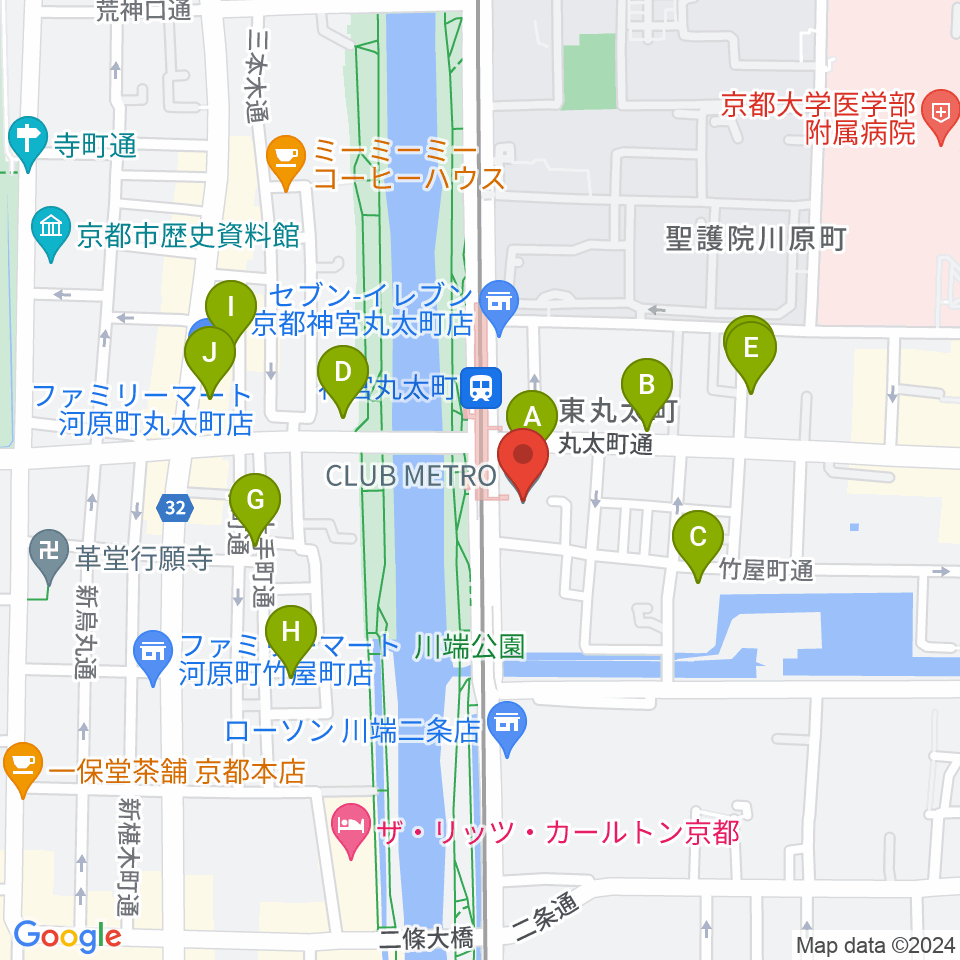 京都メトロ周辺のカフェ一覧地図