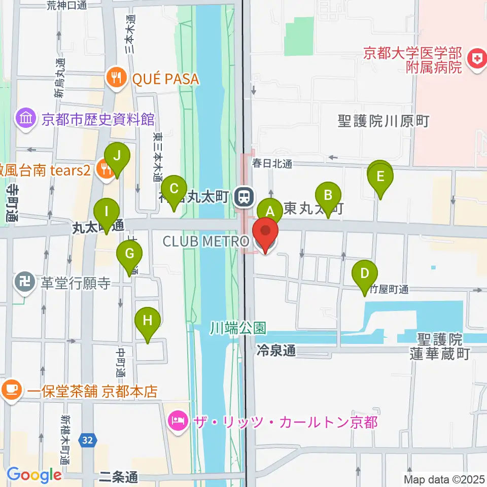 京都メトロ周辺のカフェ一覧地図