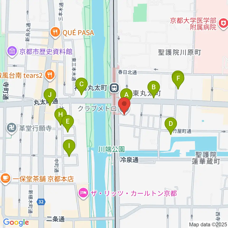京都メトロ周辺のカフェ一覧地図