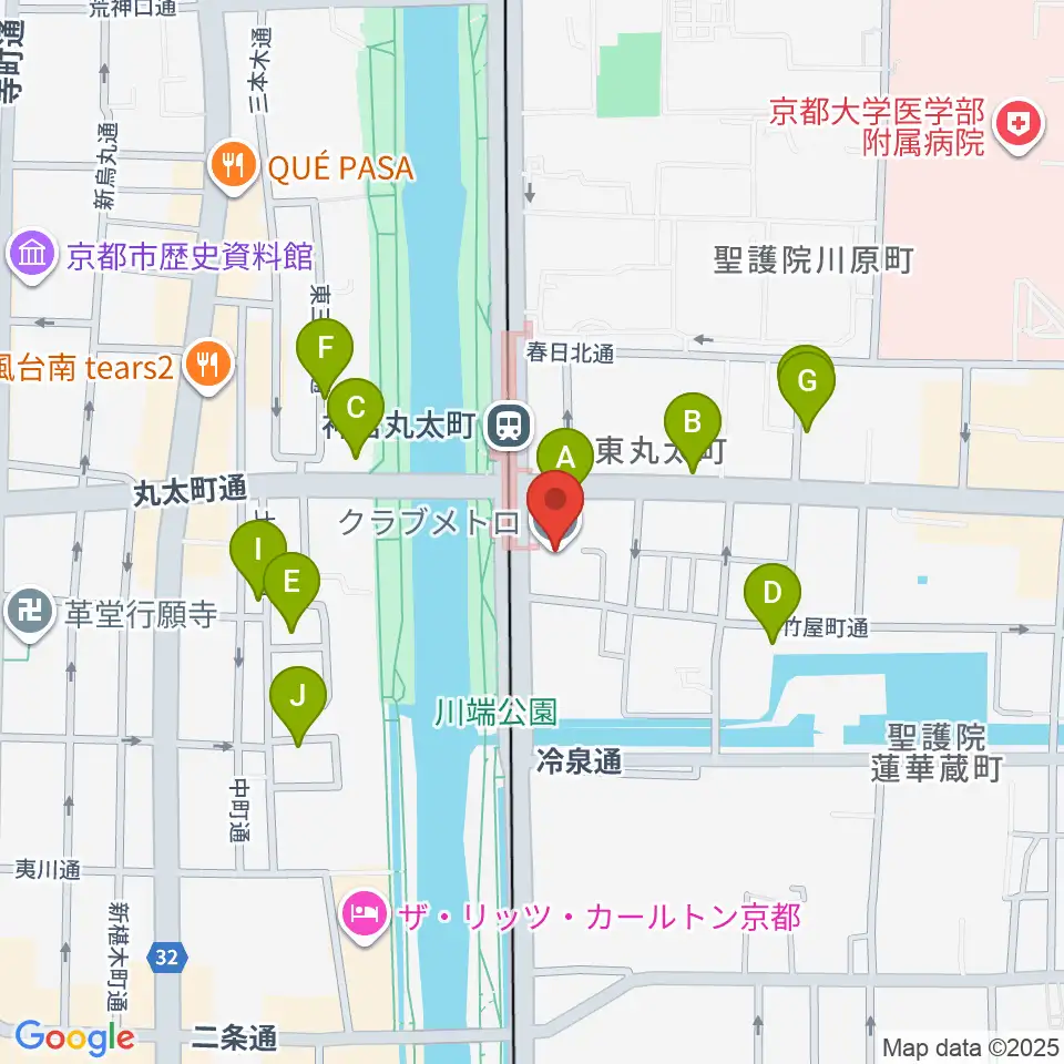 京都メトロ周辺のカフェ一覧地図