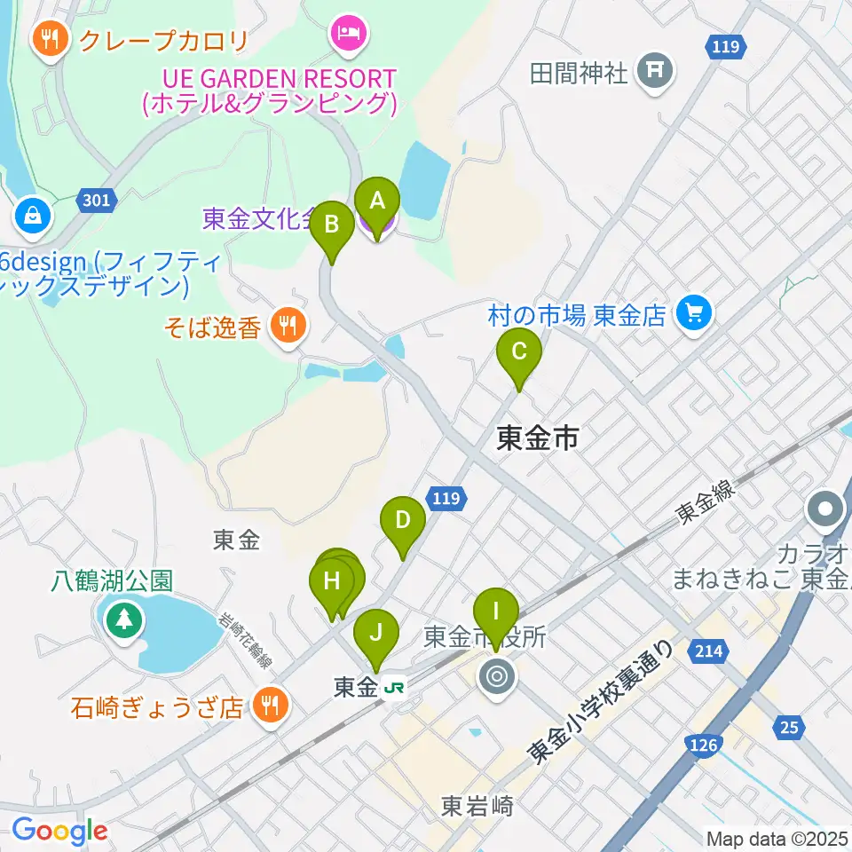 東金文化会館周辺のカフェ一覧地図