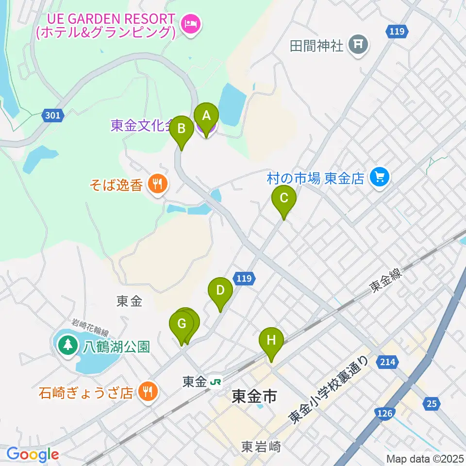 東金文化会館周辺のカフェ一覧地図