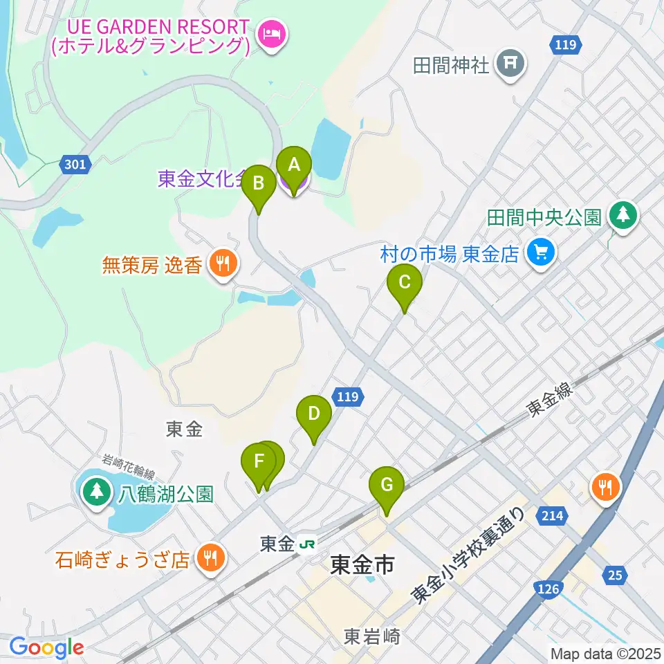 東金文化会館周辺のカフェ一覧地図