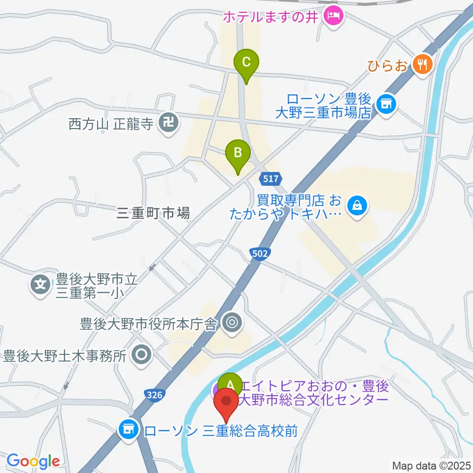 豊後大野市総合文化センター エイトピアおおの周辺のカフェ一覧地図