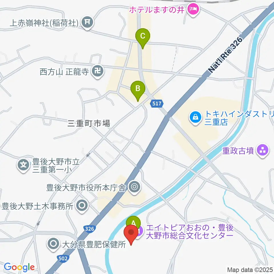 豊後大野市総合文化センター エイトピアおおの周辺のカフェ一覧地図