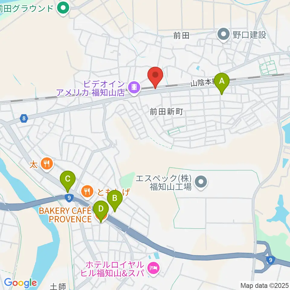福知山サウンドラット周辺のカフェ一覧地図