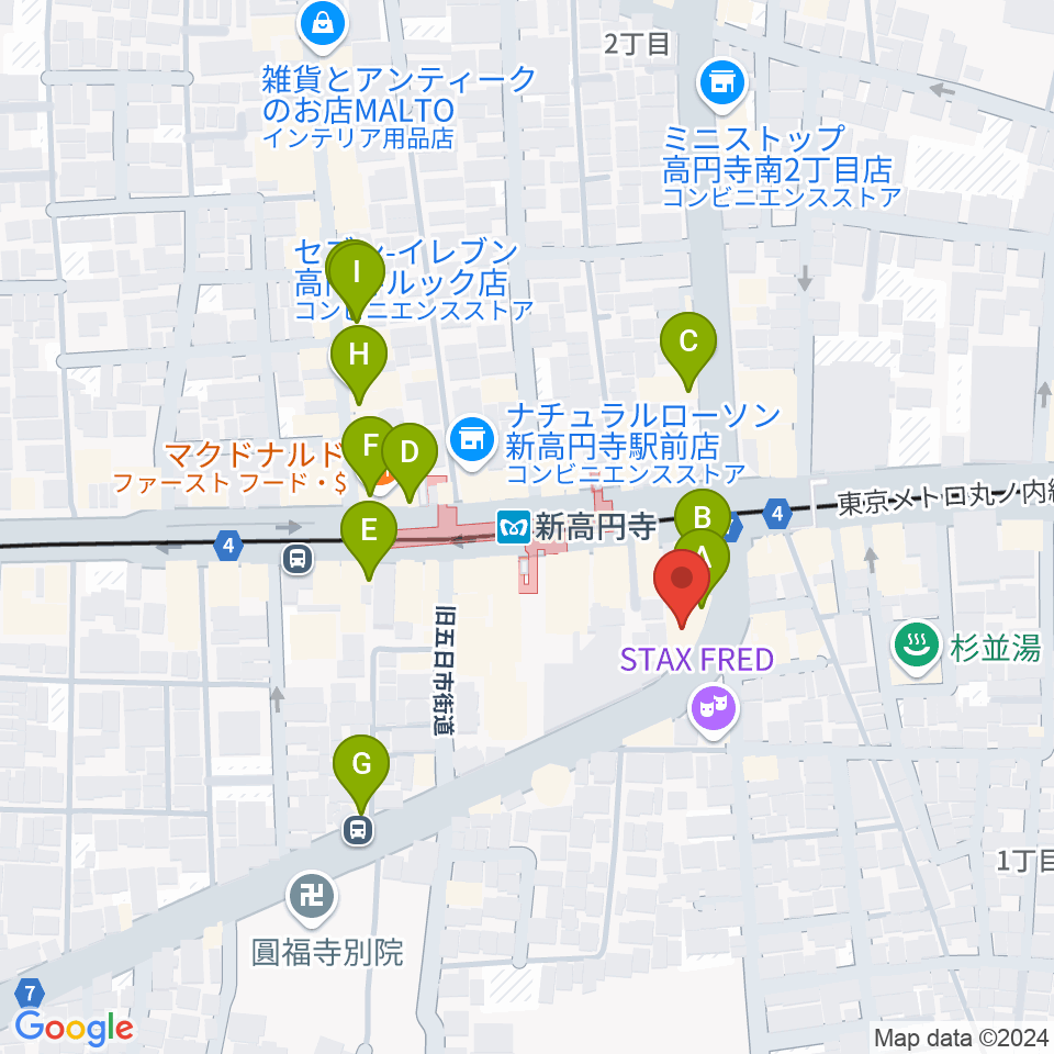 ラパン音楽教室周辺のカフェ一覧地図