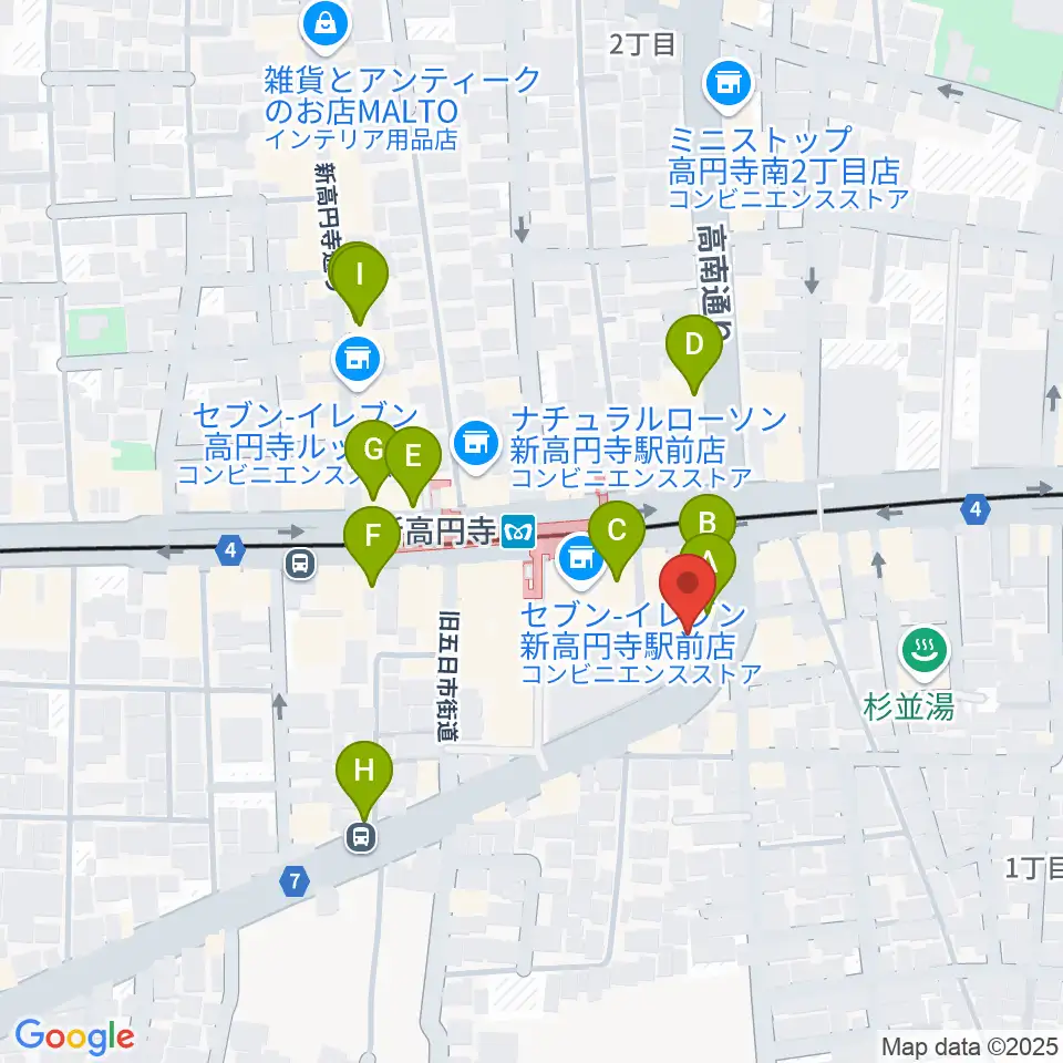 ラパン音楽教室周辺のカフェ一覧地図