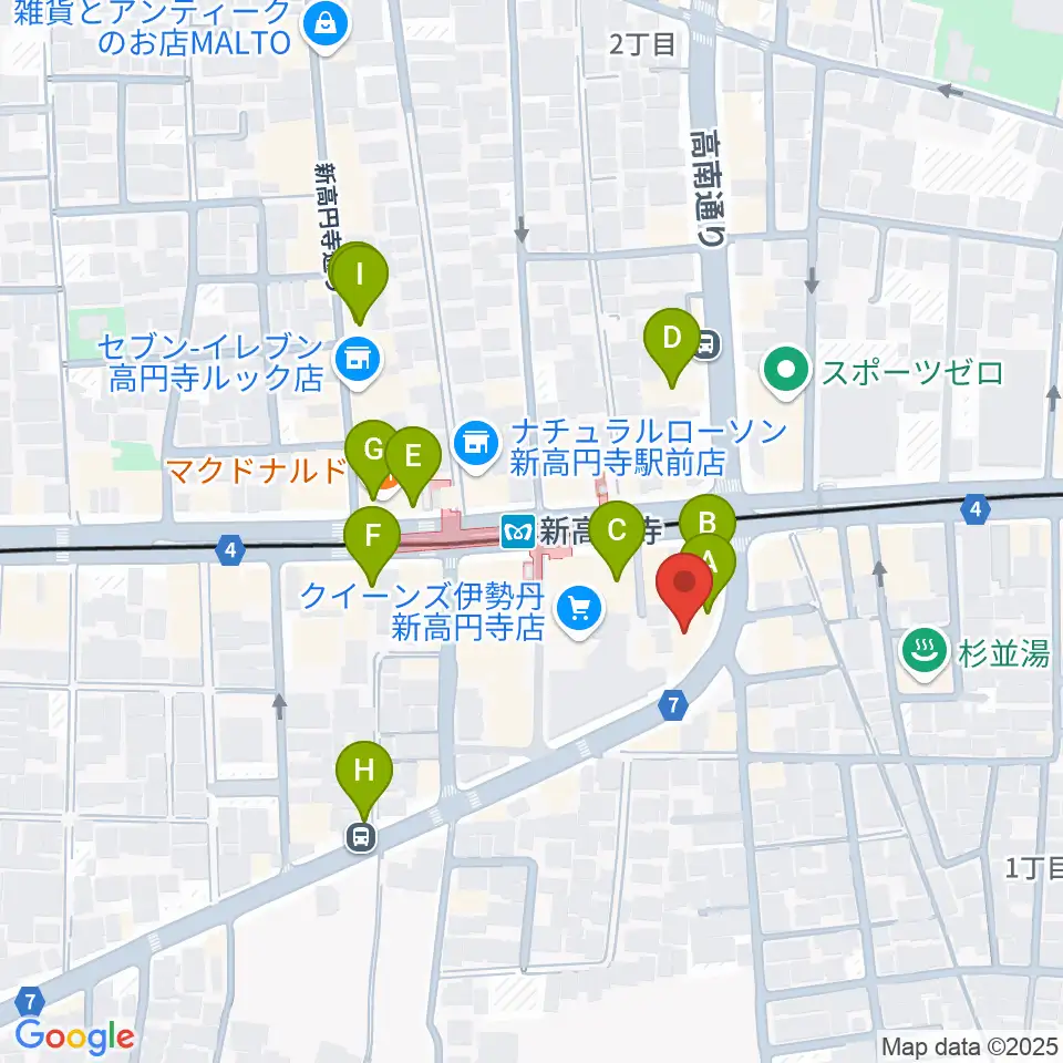 ラパン音楽教室周辺のカフェ一覧地図