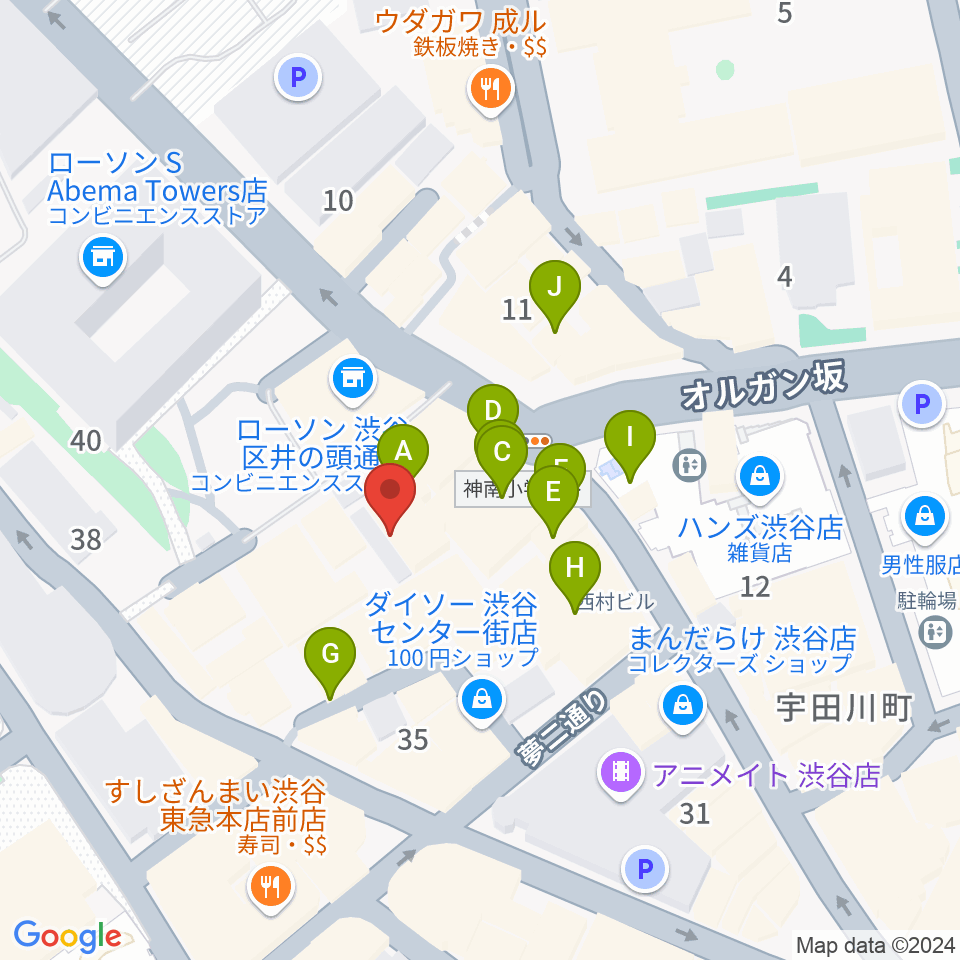 Lavocボーカル教室 渋谷校周辺のカフェ一覧地図