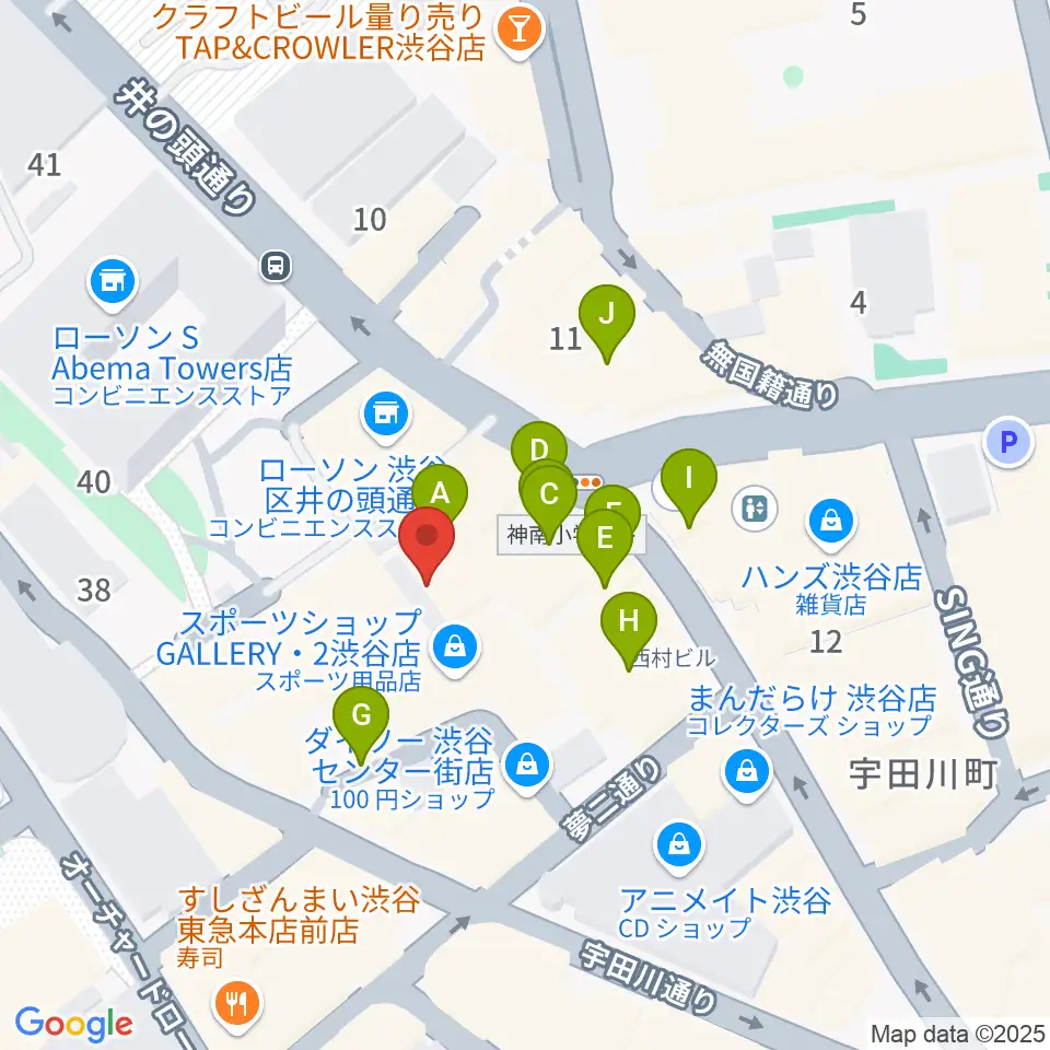 Lavocボーカル教室 渋谷校周辺のカフェ一覧地図